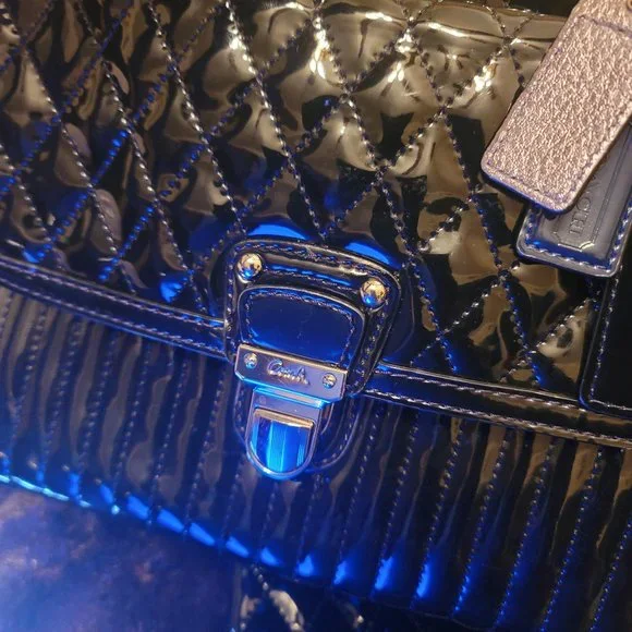 Authentic Black patent leather Coach purse satcheland matching wristlet